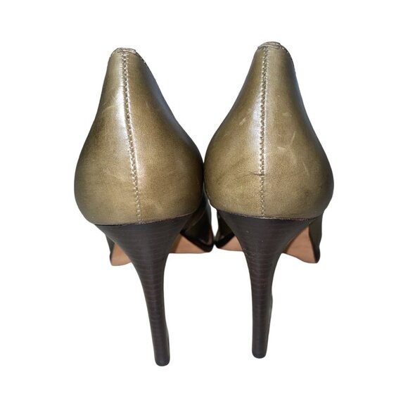 Michael Kors Peep Toe Leather Stiletto Heels - Size 8 - Picture 4 of 13